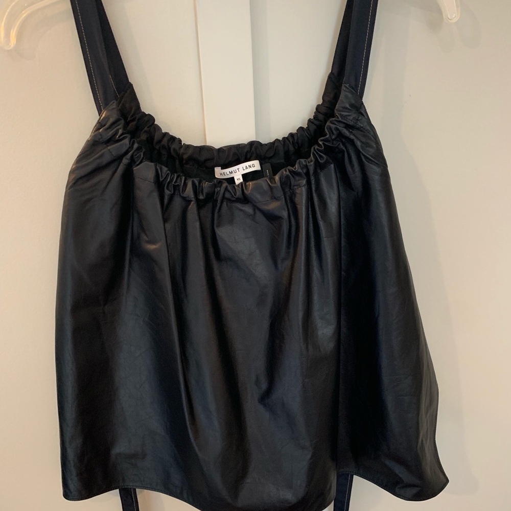 Helmut Lang Coated Leather Navy Top
